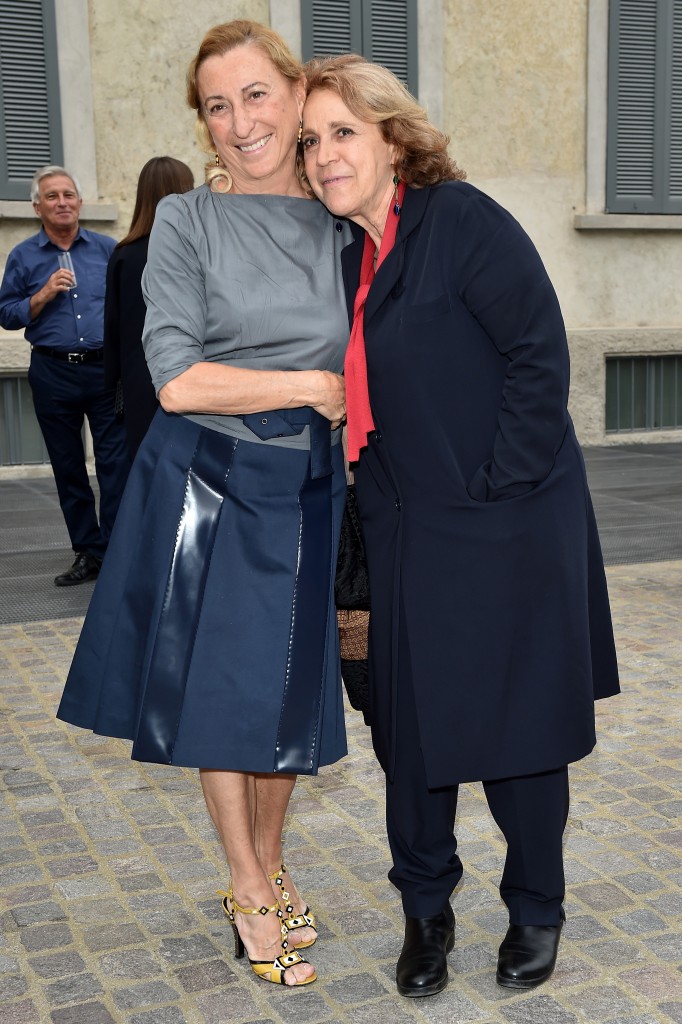 MILAN, ITALY - MAY 04:  Miuccia Prada and Andree Ruth Shammah attend the Fondazione Prada Opening  on May 4, 2015 in Milan, Italy.  (Photo by Jacopo Raule/Getty Images for Fondazione Prada)