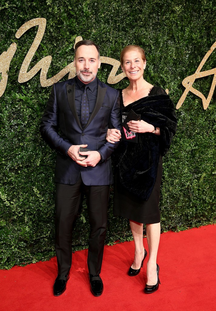 LONDON, ENGLAND - NOVEMBER 23:  Jo Levin and David Furnish attend the British Fashion Awards 2015 at London Coliseum on November 23, 2015 in London, England.  (Photo by Mike Marsland/WireImage)