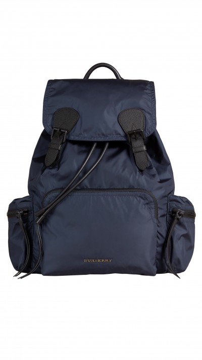 14. The Medium Rucksack in Technical Nylon and Leather - Ink Blue