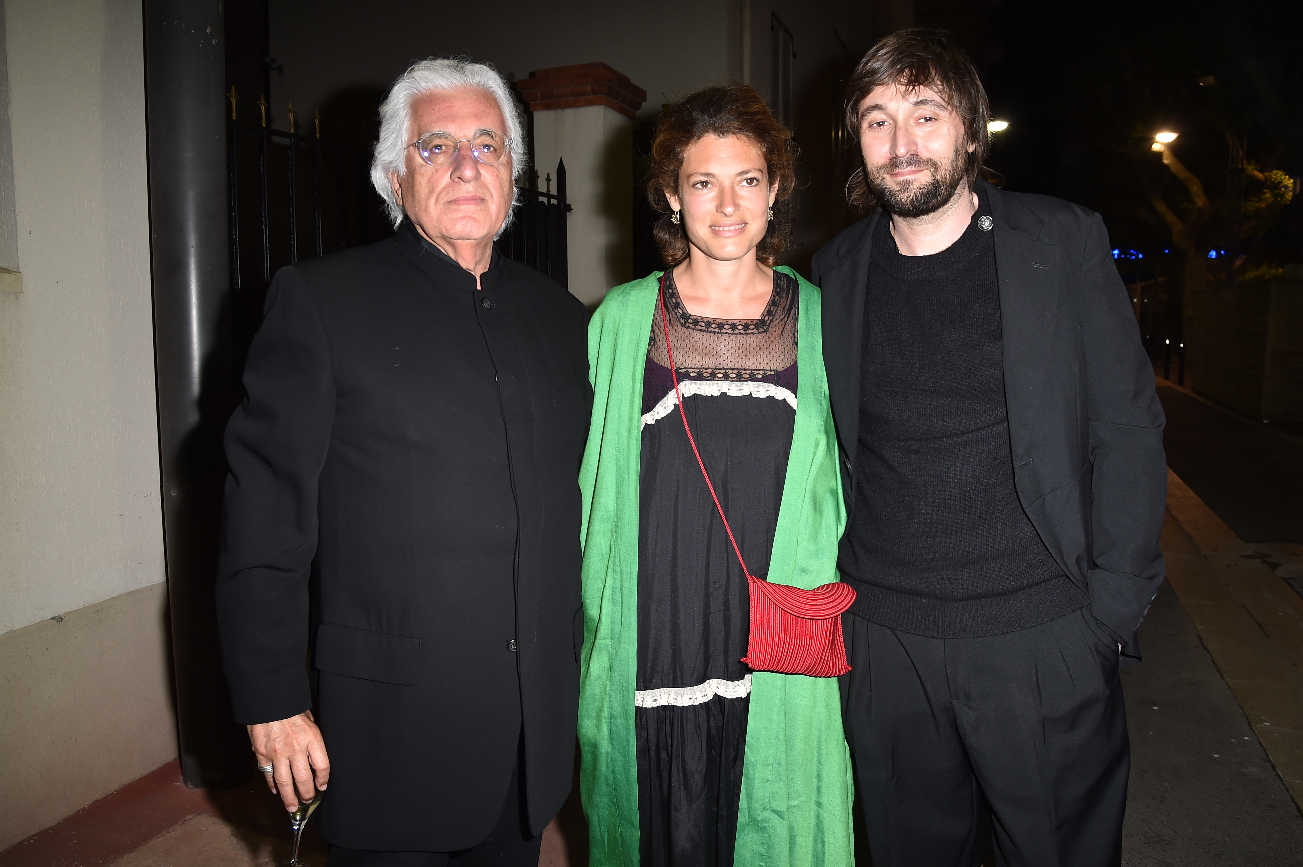 CANNES, FRANCE - MAY 22:  Germano Celant, Ginevra Elkann and Francesco Vezzoli attend Prada Private Dinner during the 70th annual Cannes Film Festival at Restaurant Fred L'Ecailler on May 22, 2017 in Cannes, France.  (Photo by Jacopo Raule/Getty Images for Prada)
