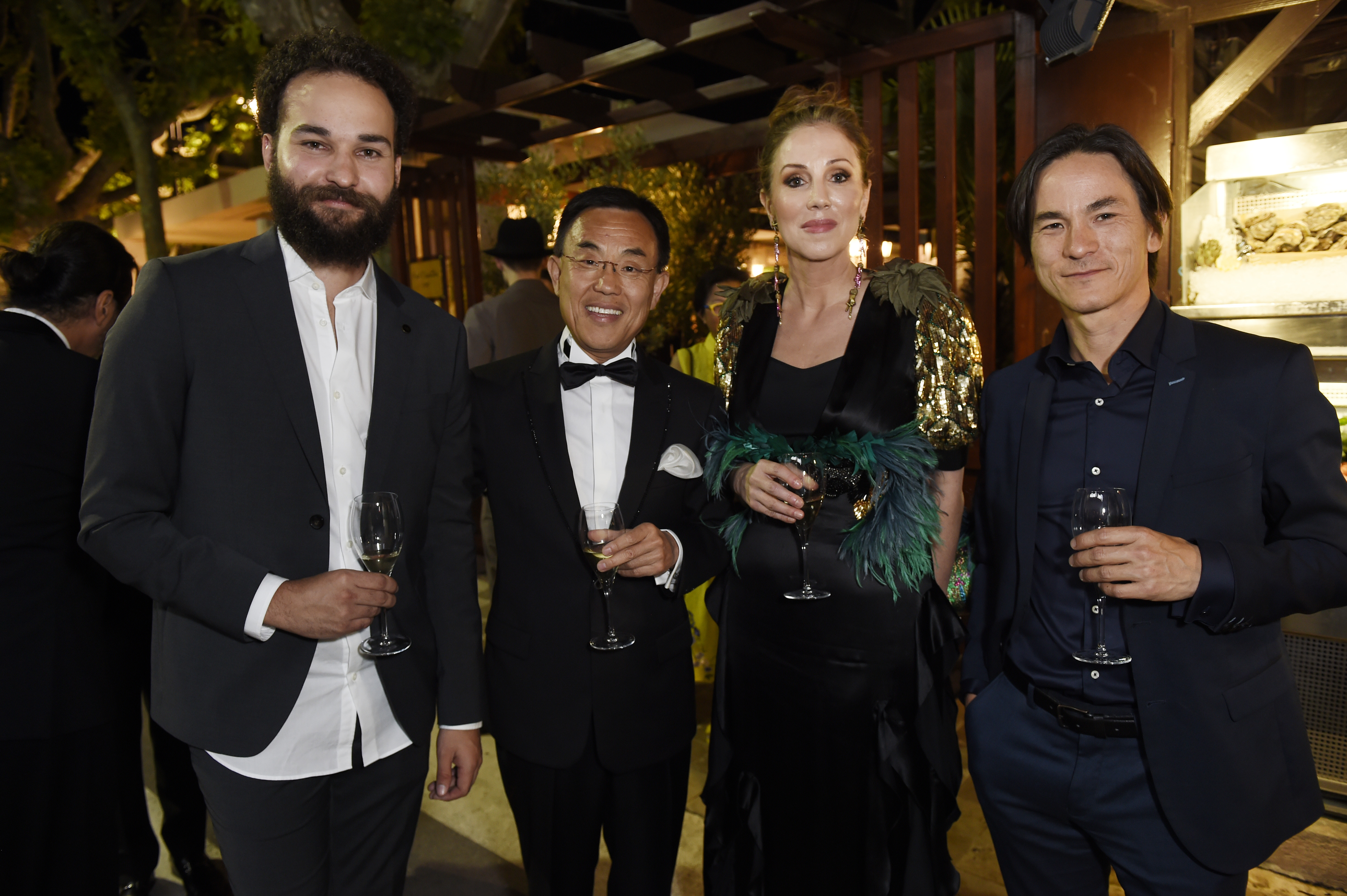 Cannes, France. 17th May, 2023. Arnaud Rebotini, director Marie  Amachoukeli, Ilca Moreno, Louise Mauroy-Panzani attending a party for the  film Ama Gloria at Magnus beach on May 17, 2023 in Cannes, France.